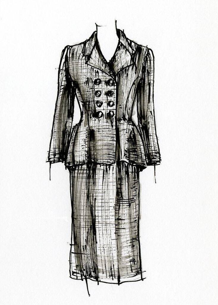 Skirt suit illustration